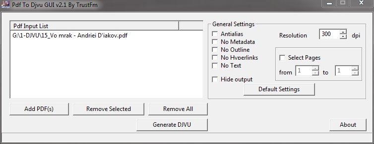 Pdf To Djvu GUI 2.1 [Portable] — Конвертер из Pdf в Djvu